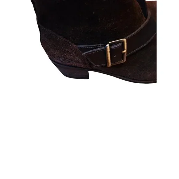 UGG Womens Brown Suede Ankle Boots With Shearling Lining & Buckle Strap Detail S - Picture 6 of 11